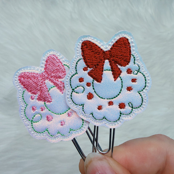 Christmas Wreath with Bow Feltie Planner Clip | Choose Your Color Option!