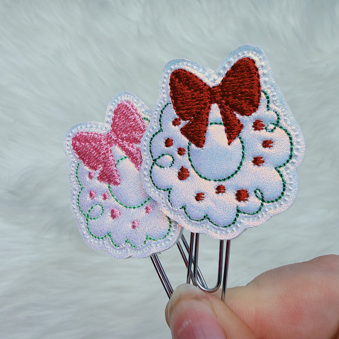 Christmas Wreath with Bow Feltie Planner Clip | Choose Your Color Option!