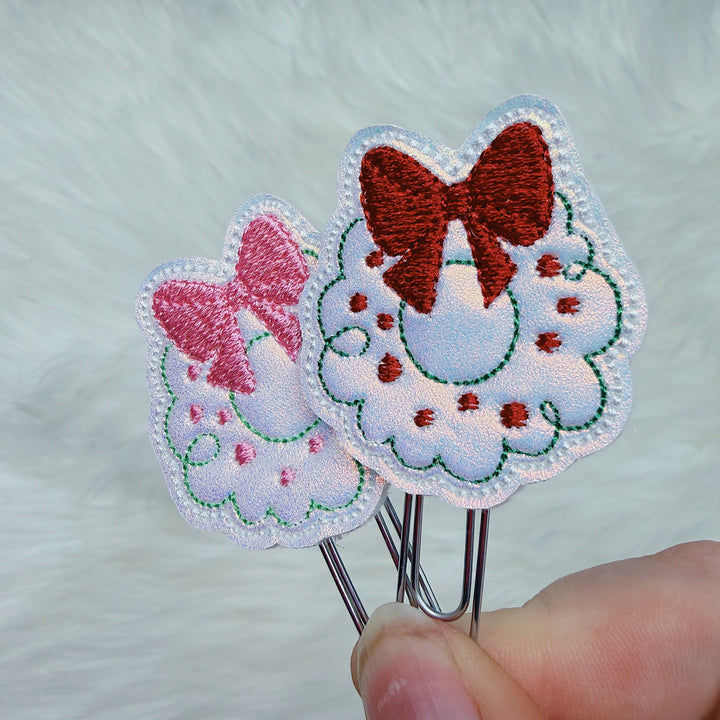 Christmas Wreath with Bow Feltie Planner Clip | Choose Your Color Option!
