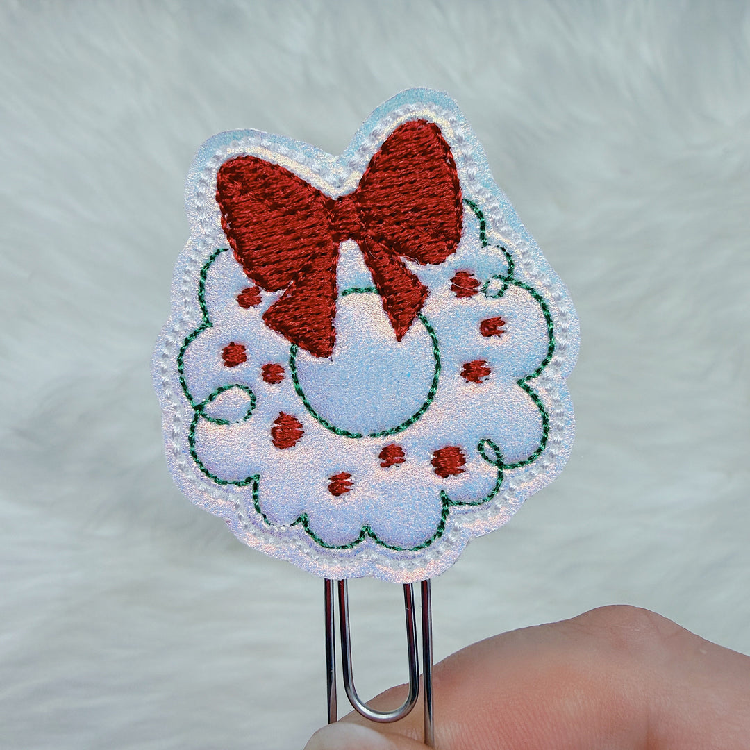Christmas Wreath with Bow Feltie Planner Clip | Choose Your Color Option!