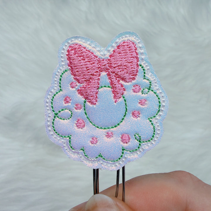 Christmas Wreath with Bow Feltie Planner Clip | Choose Your Color Option!