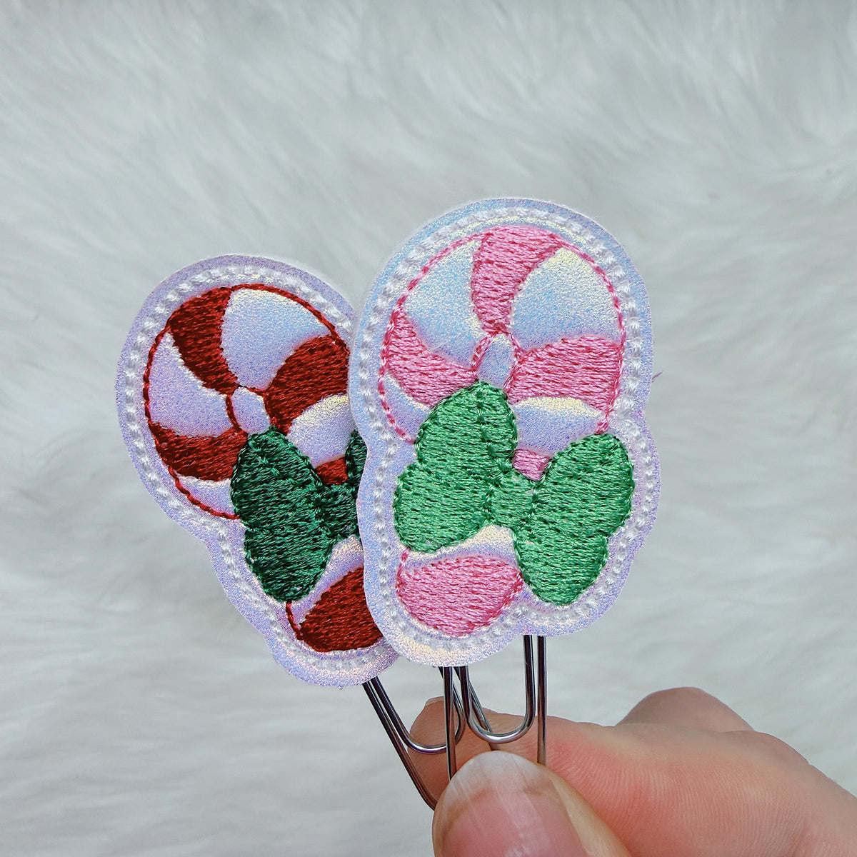 Candy Cane with Bow Feltie Planner Clip | Choose Your Color Option!