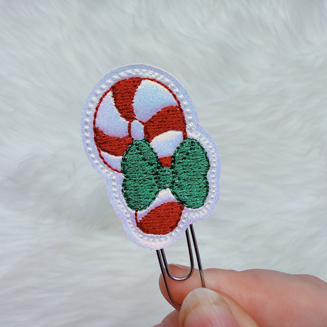 Candy Cane with Bow Feltie Planner Clip | Choose Your Color Option!