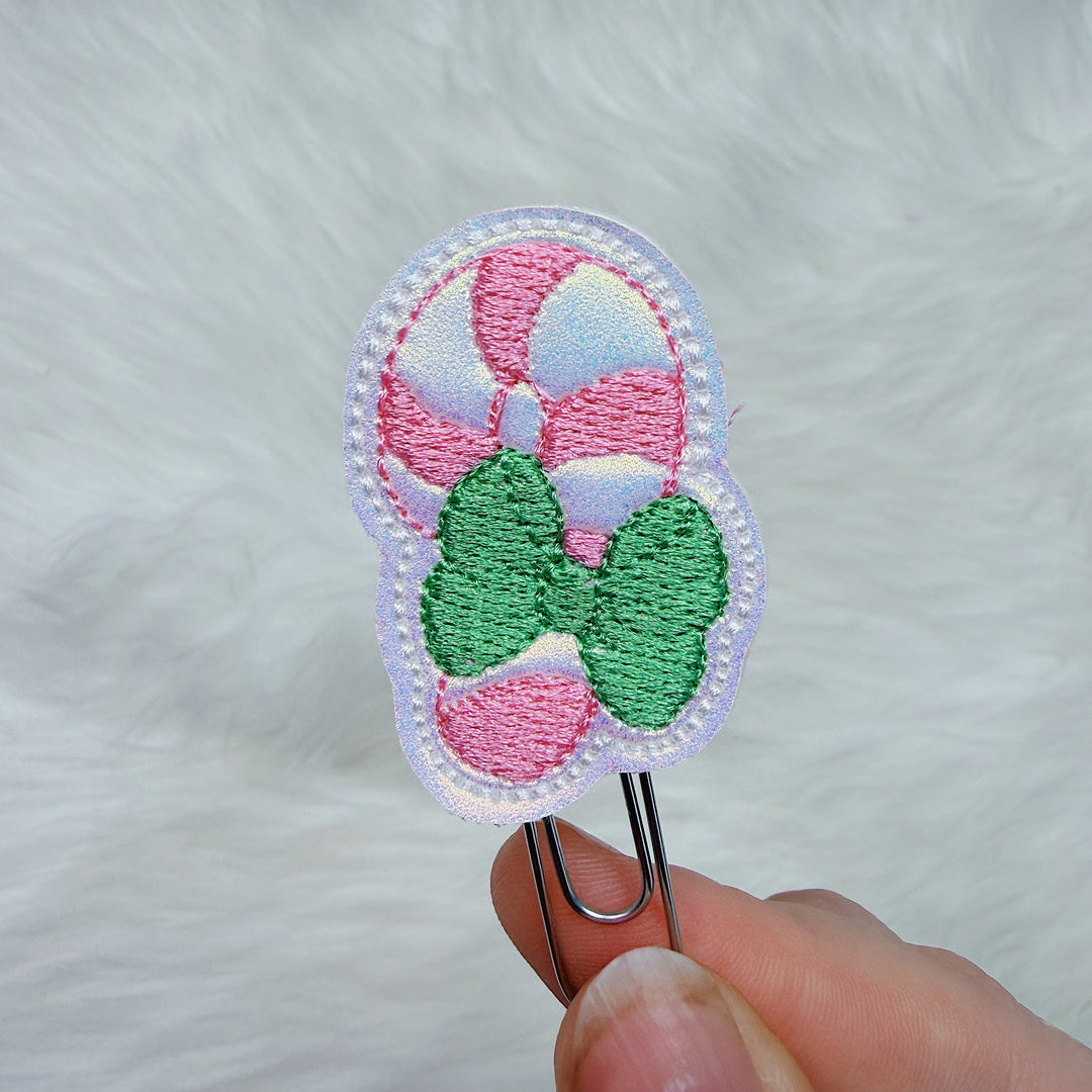 Candy Cane with Bow Feltie Planner Clip | Choose Your Color Option!