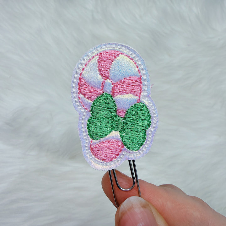 Candy Cane with Bow Feltie Planner Clip | Choose Your Color Option!