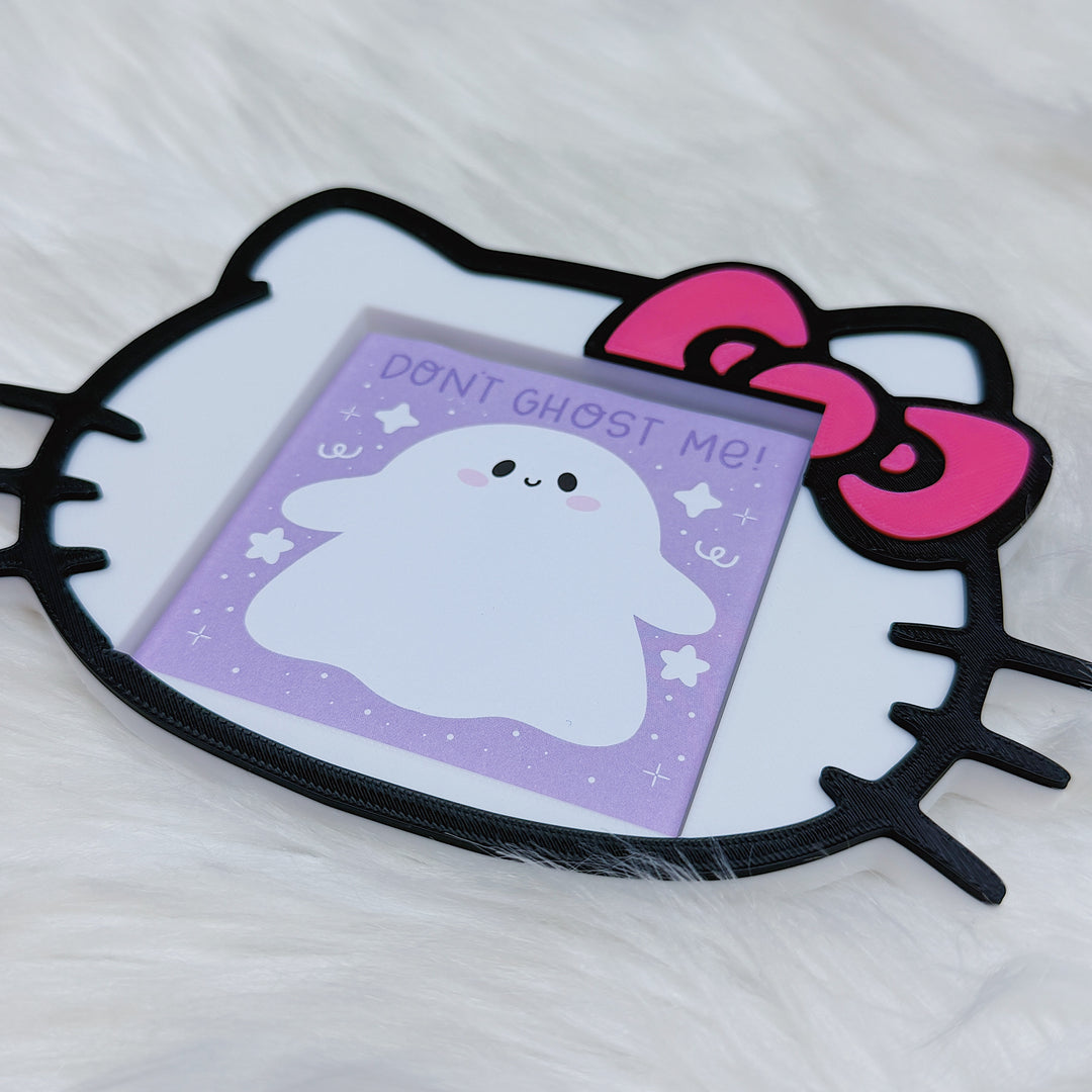 HK Pink Bow 3x3 Inch Sticky Note Holder | Desk Decor