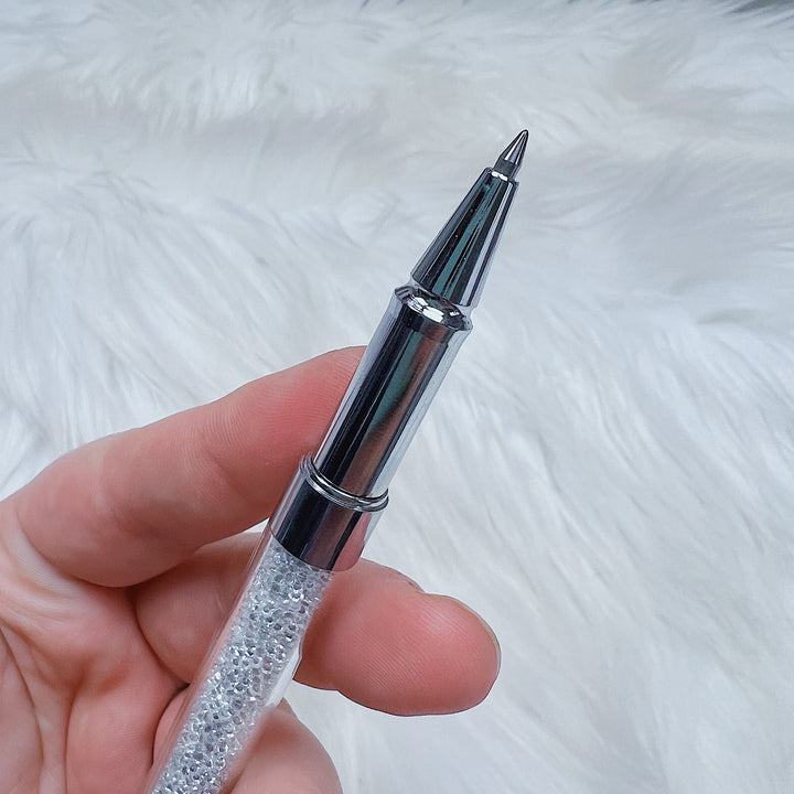 Black + Silver Crystal Gel Pen | 0.5 Black Gel Pen