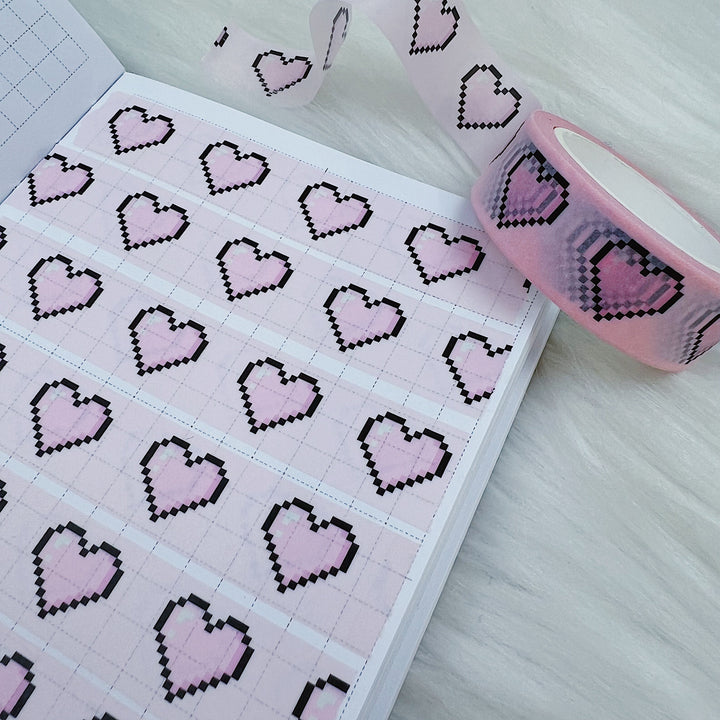 Gamer Babe Pixel Hearts Washi Tape | 15MM