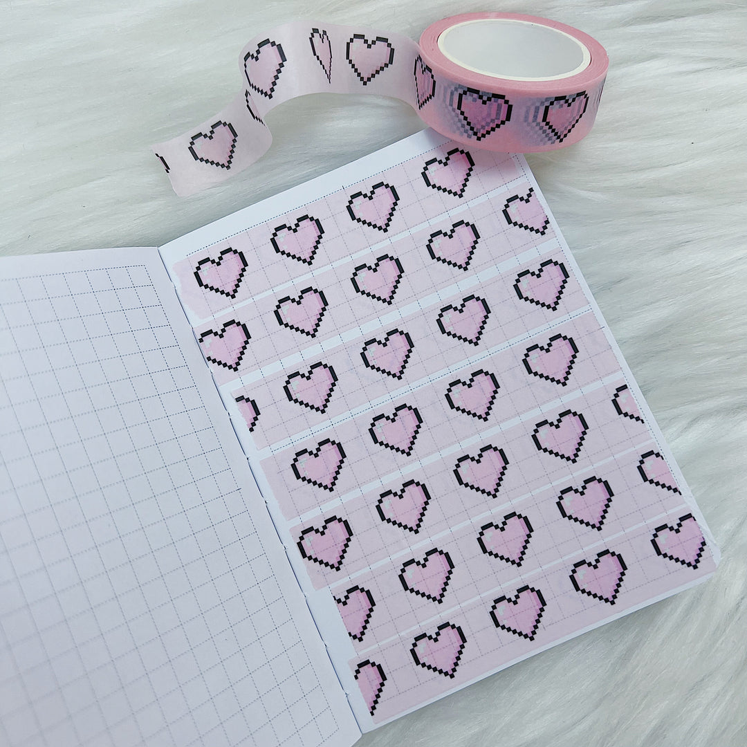 Gamer Babe Pixel Hearts Washi Tape | 15MM