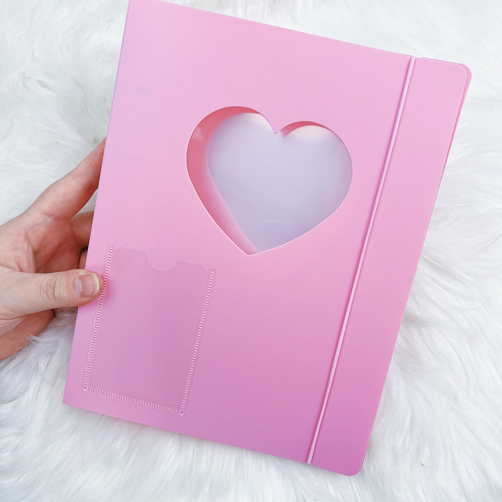 Carpeta A5 con forma de corazón rosa | Almacenamiento de pegatinas del planificador