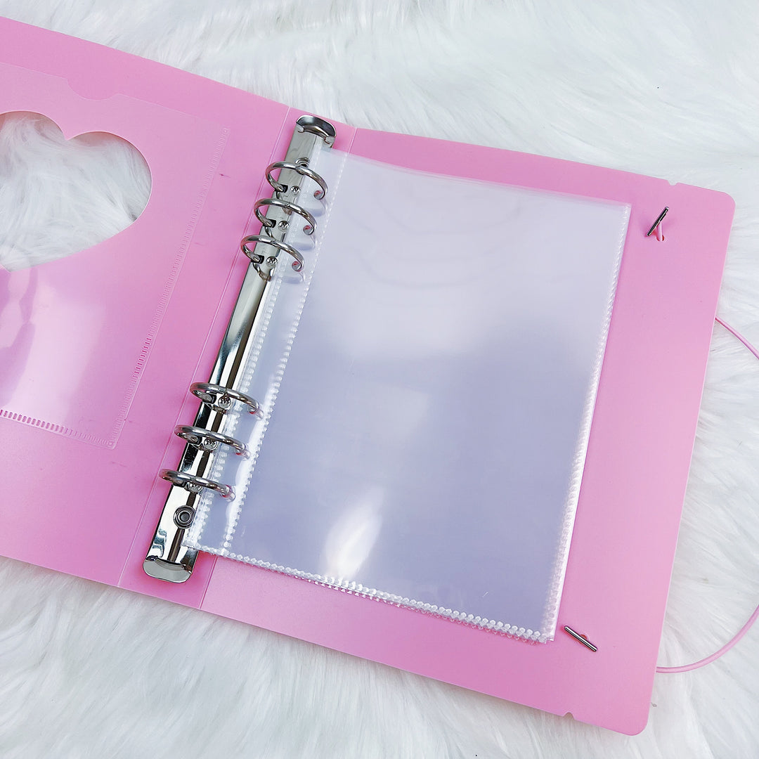 A5 Pink Heart Binder | Planner Sticker Storage