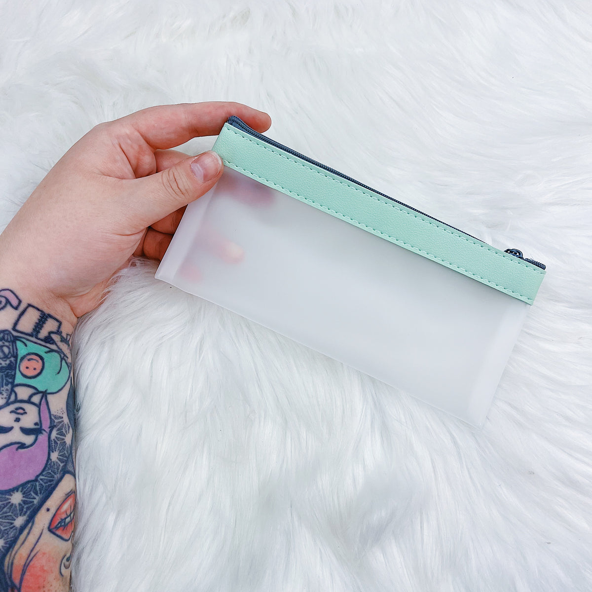 Clear Jelly Pen Pouch W/ Green Detail