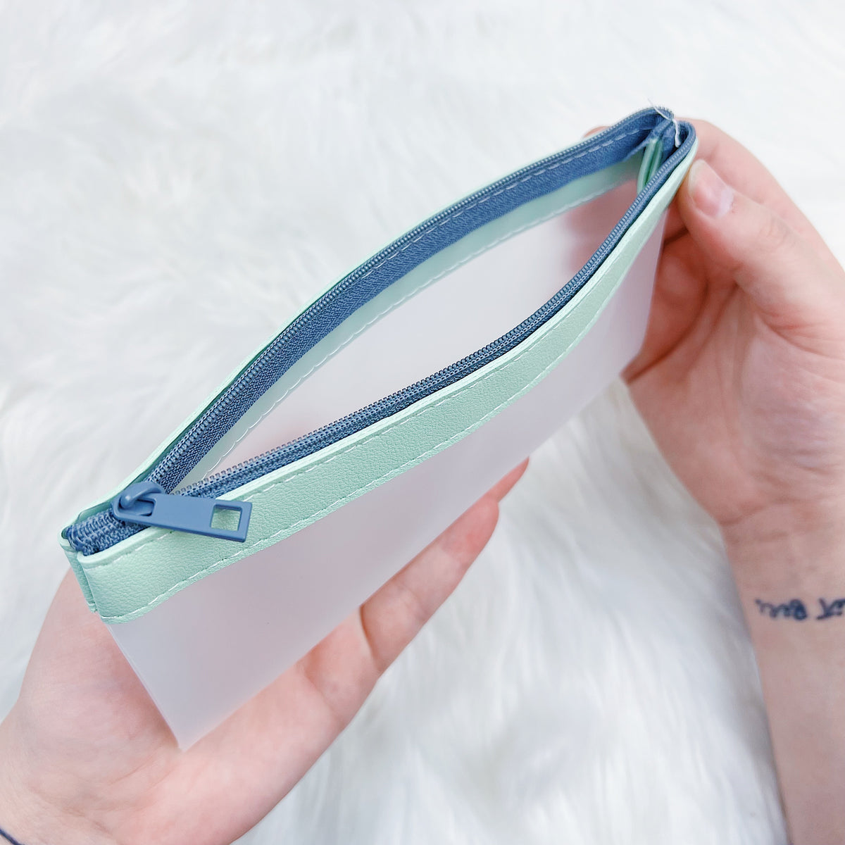 Clear Jelly Pen Pouch W/ Green Detail