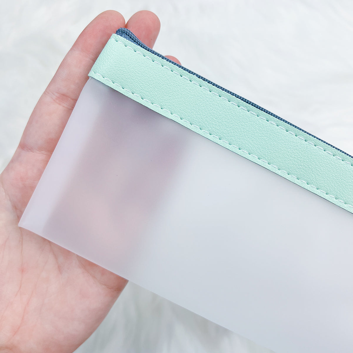 Clear Jelly Pen Pouch W/ Green Detail
