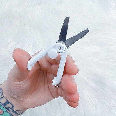 White Travel Scissors W/ Keychain