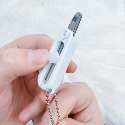 White Travel Scissors W/ Keychain