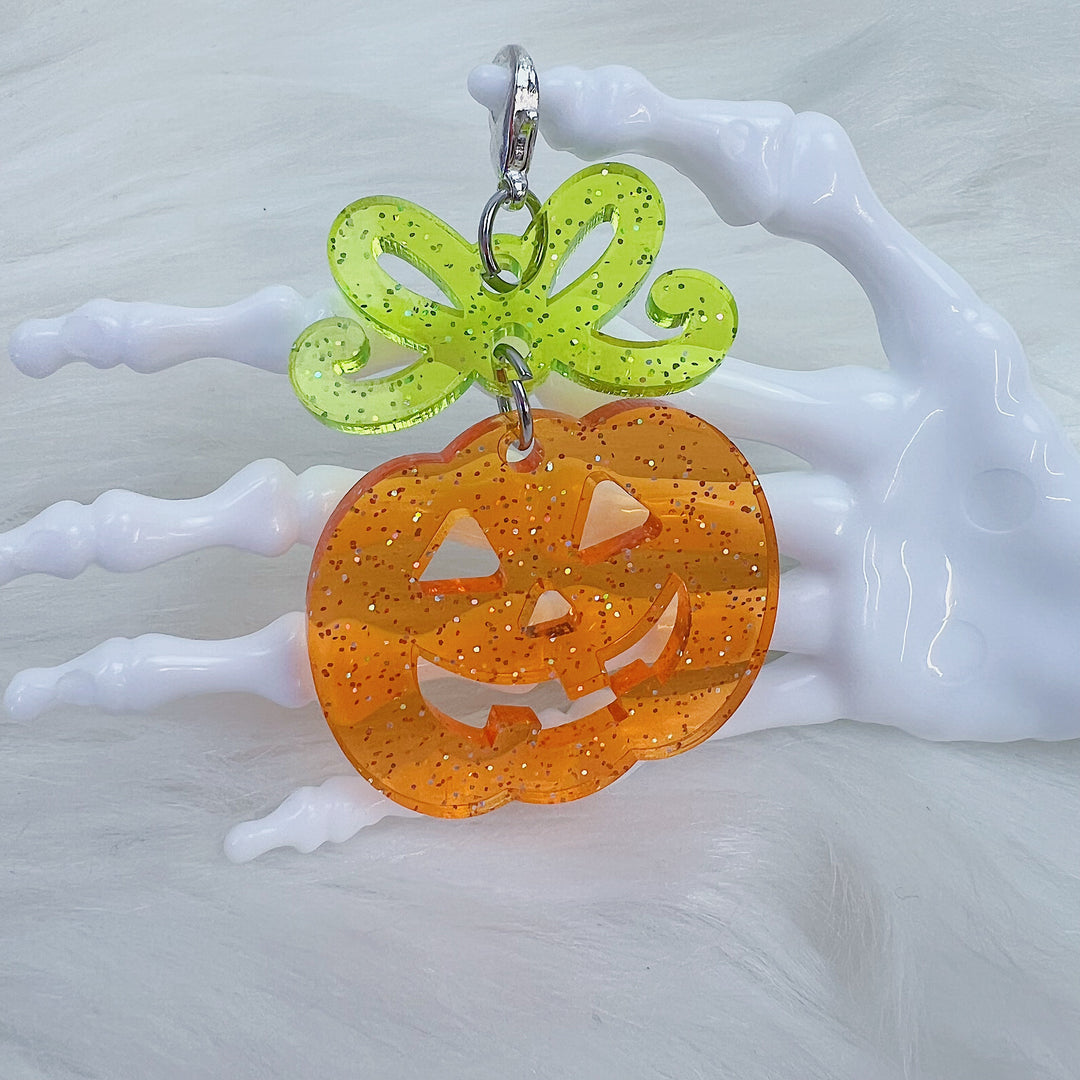 Pumpkin with Bow Acrylic Charm | Choose Your Color Option!