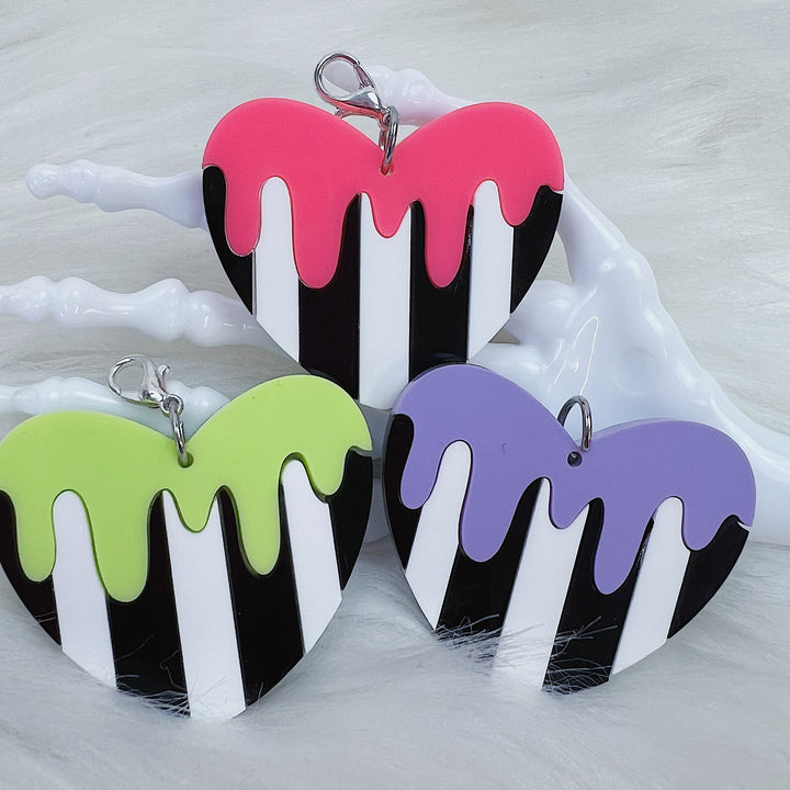 Drippy Heart with Stripes Acrylic Charm | Choose Your Color Option!