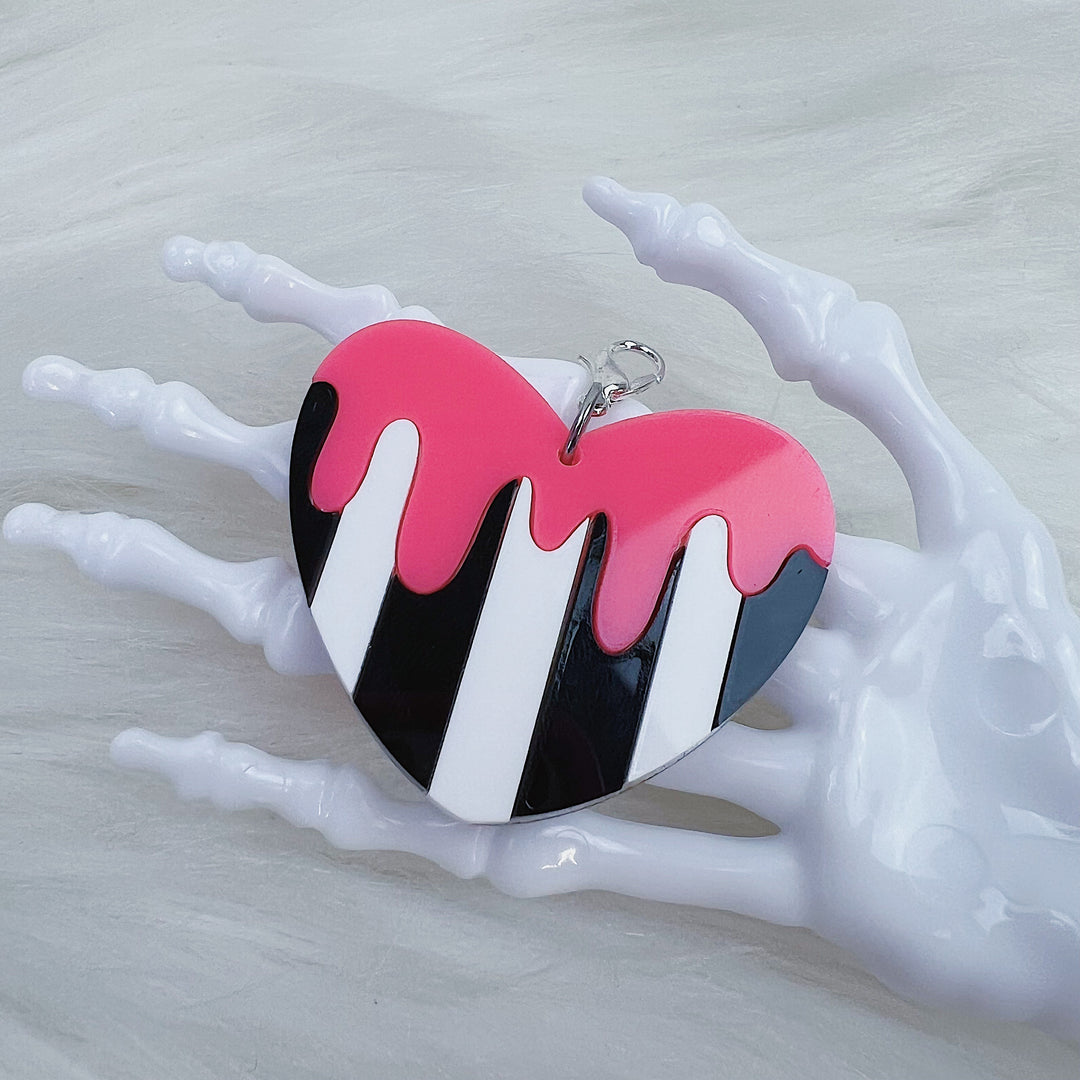 Drippy Heart with Stripes Acrylic Charm | Choose Your Color Option!