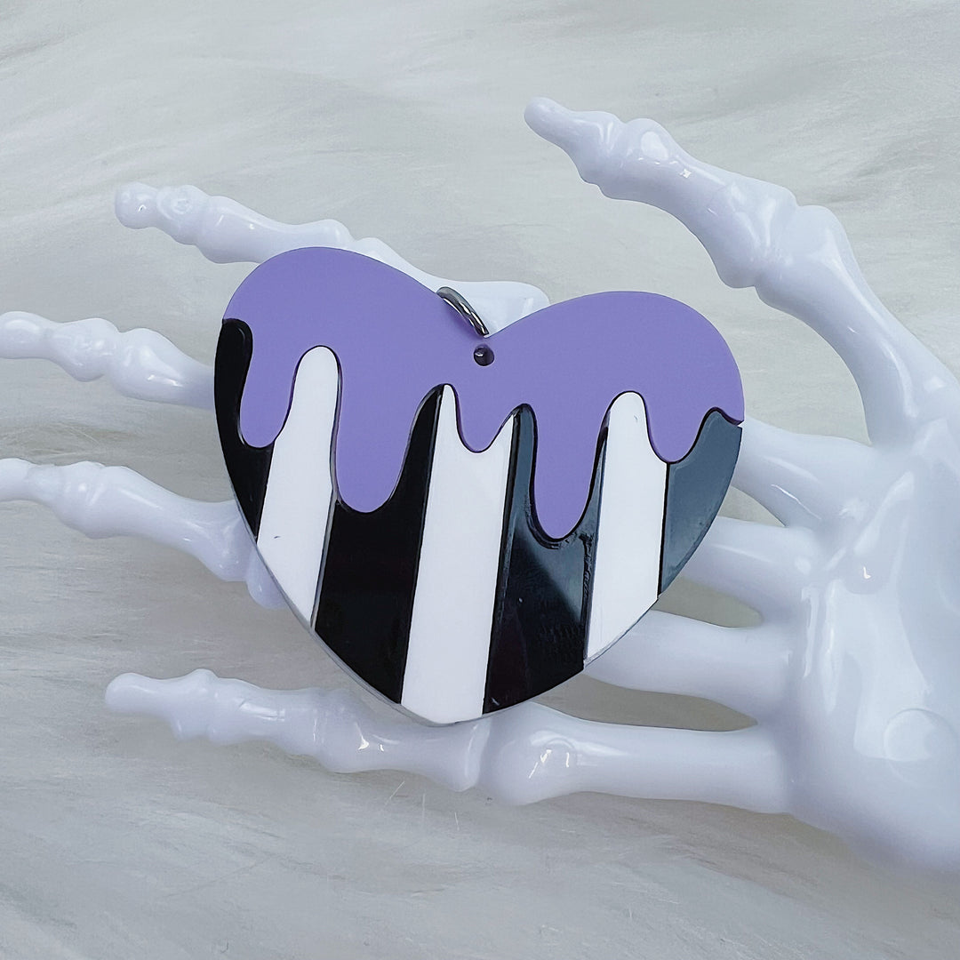 Drippy Heart with Stripes Acrylic Charm | Choose Your Color Option!