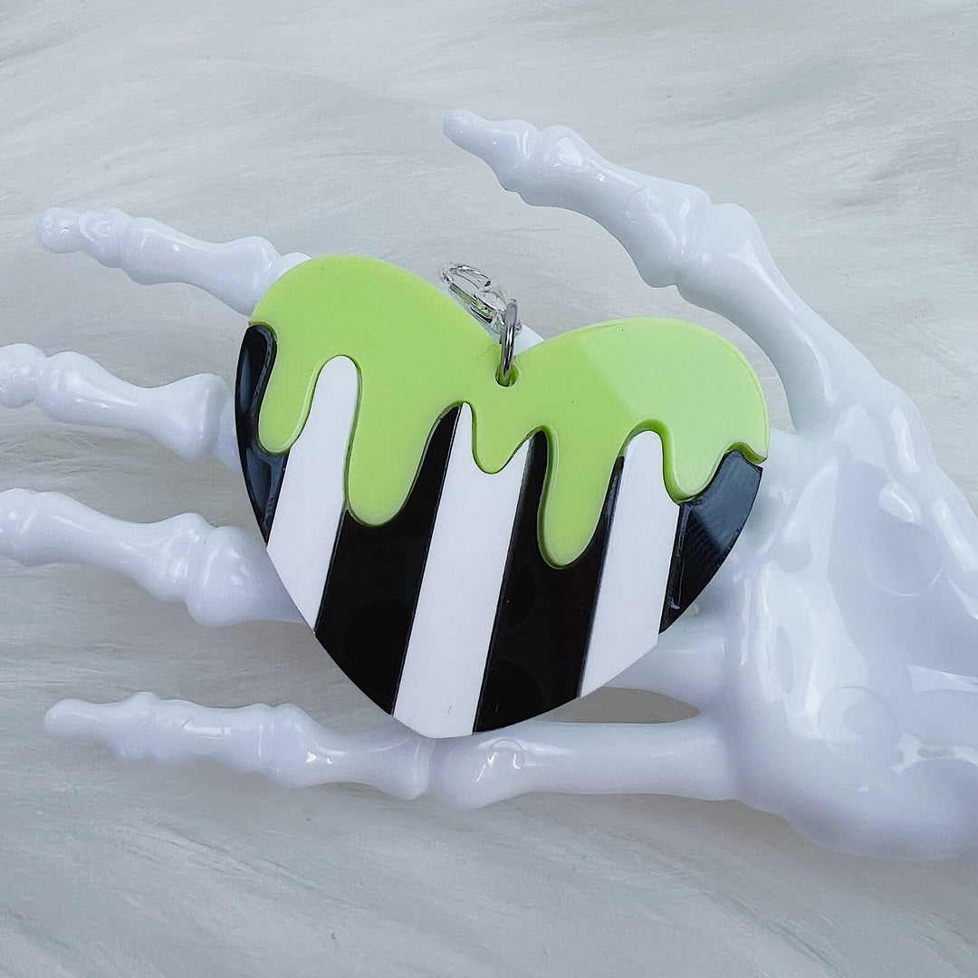 Drippy Heart with Stripes Acrylic Charm | Choose Your Color Option!