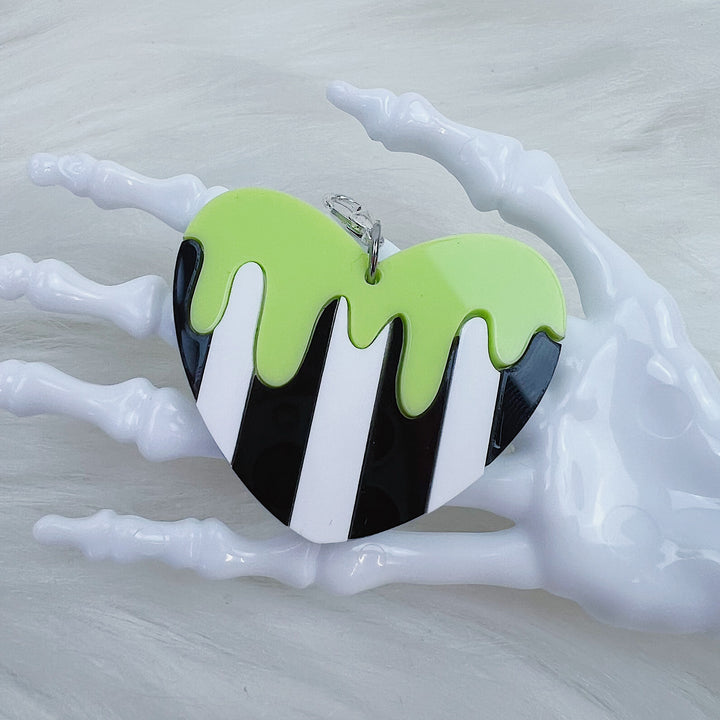 Drippy Heart with Stripes Acrylic Charm | Choose Your Color Option!