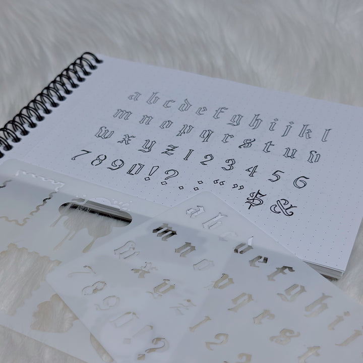 Old English Alphabet &amp; Textures Stencil Set