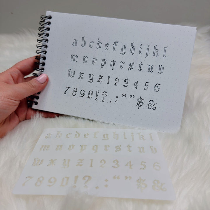 Old English Alphabet &amp; Textures Stencil Set