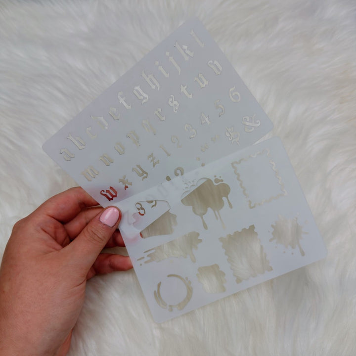 Old English Alphabet &amp; Textures Stencil Set