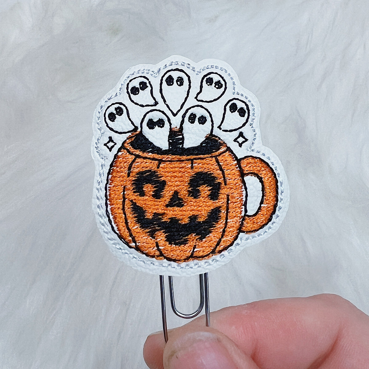 Jack-o-Lantern Coffee Cup Feltie Planner Clip
