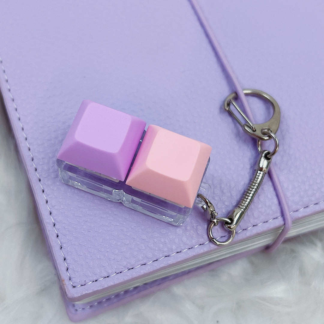 Duo Keycap Fidget Keychain | Pink + Purple Keycaps | Interchangeable