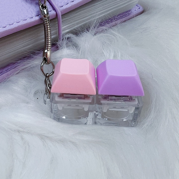 Duo Keycap Fidget Keychain | Pink + Purple Keycaps | Interchangeable