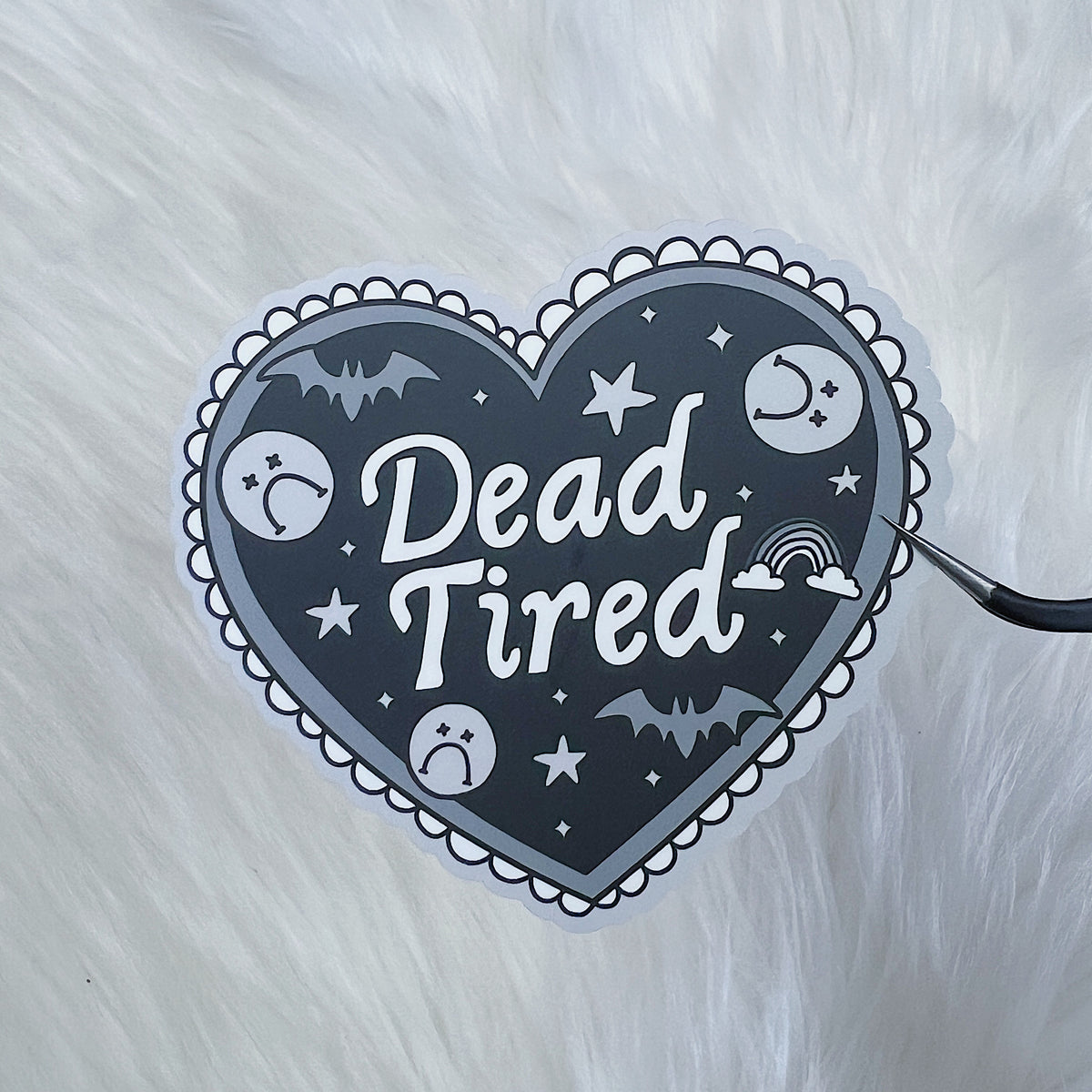 Dead Tired Heart Vinyl Sticker Die Cut