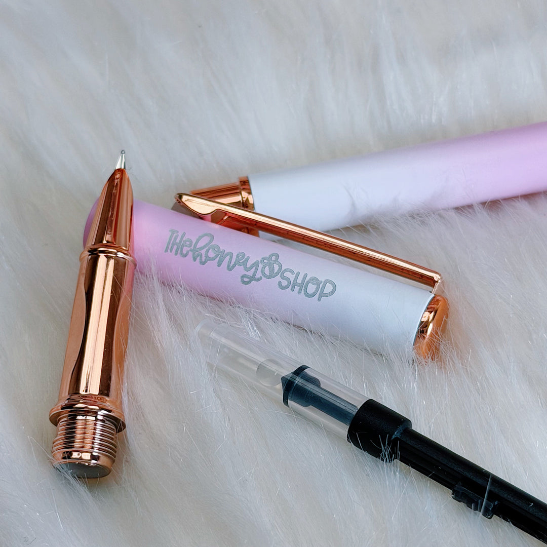 TheHoneyB Pink Ombre Fountain Pen | 0.38mm Fine Nib | Includes Converter