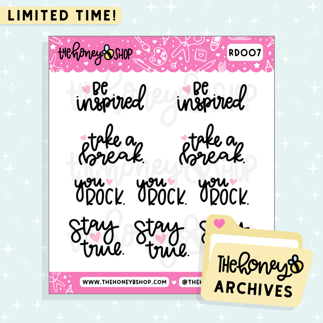 Inspiring Quotes Doodle Sticker Sheet | TheHoneyB Archive