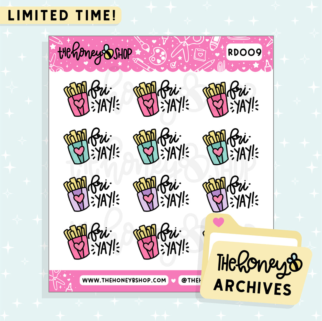 Fri YAY Doodle Sticker Sheet | TheHoneyB Archive