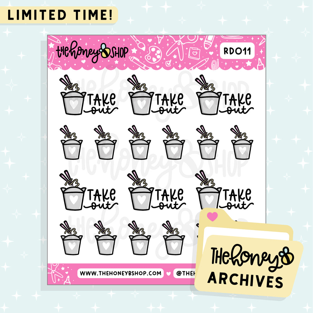 Take Out Doodle Sticker Sheet | TheHoneyB Archive