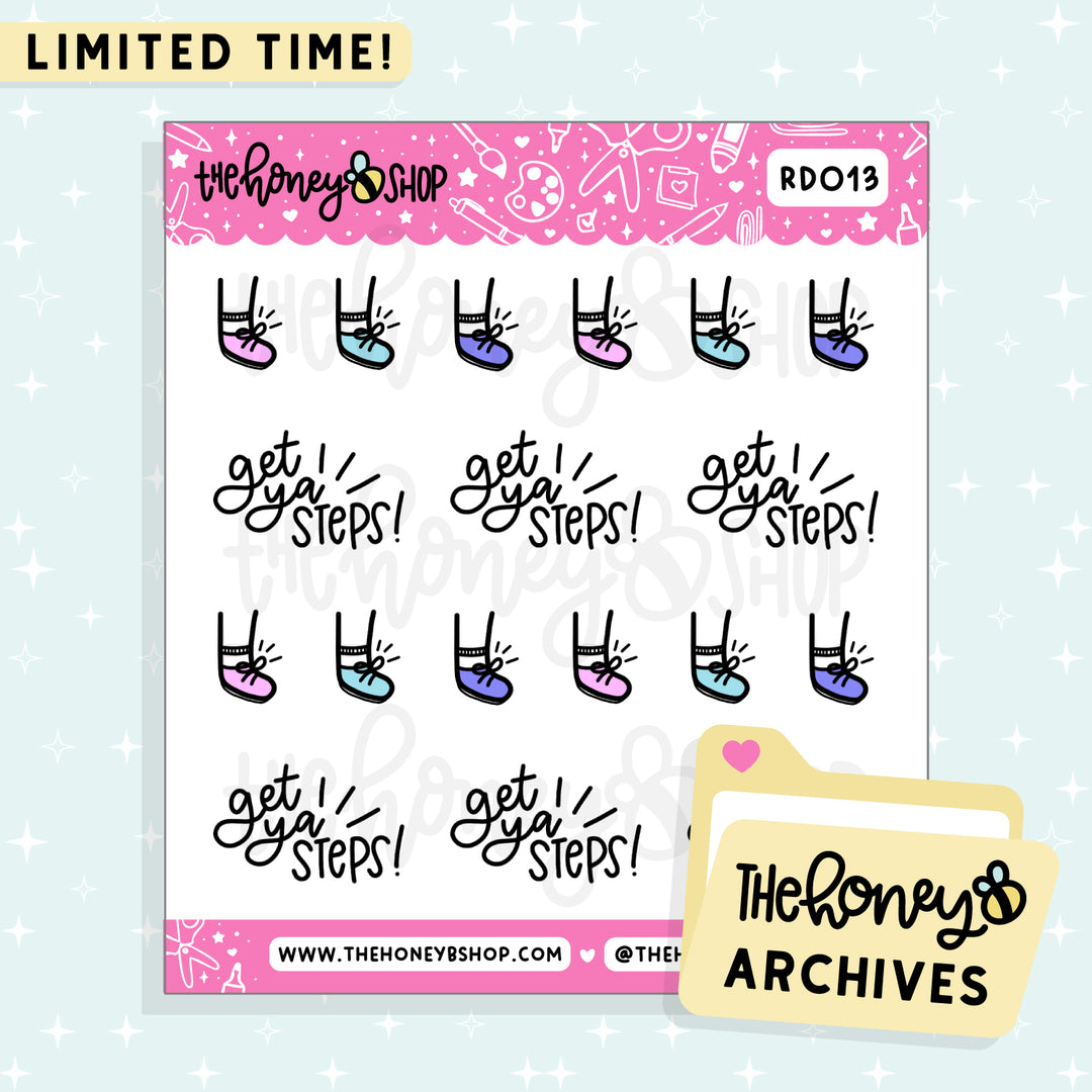 Get Ya Steps Doodle Sticker Sheet | TheHoneyB Archive