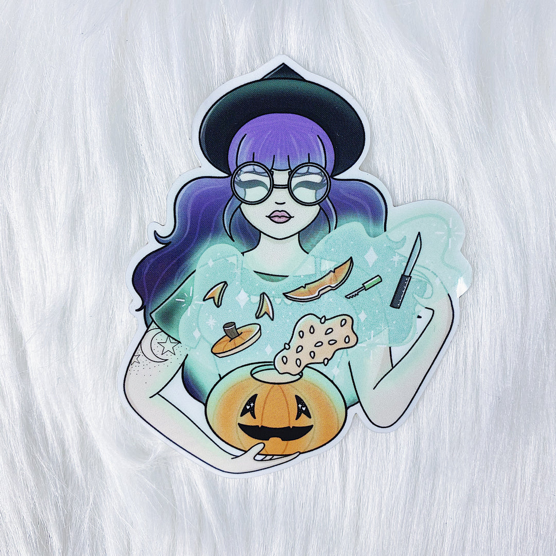 Pumpkin Witch Vinyl Die Cut | Choose your Skin Tone!