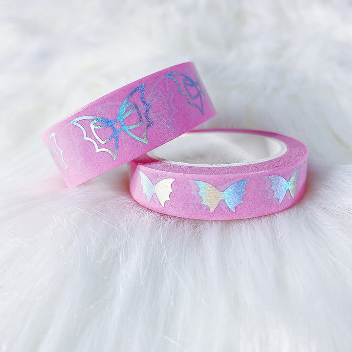 Pink Holo Bat Bow Washi Bundle