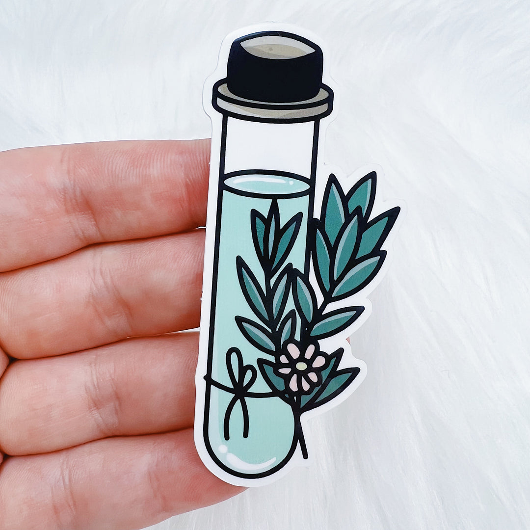 Floral Potion Bottle Vinyl Sticker Die Cut