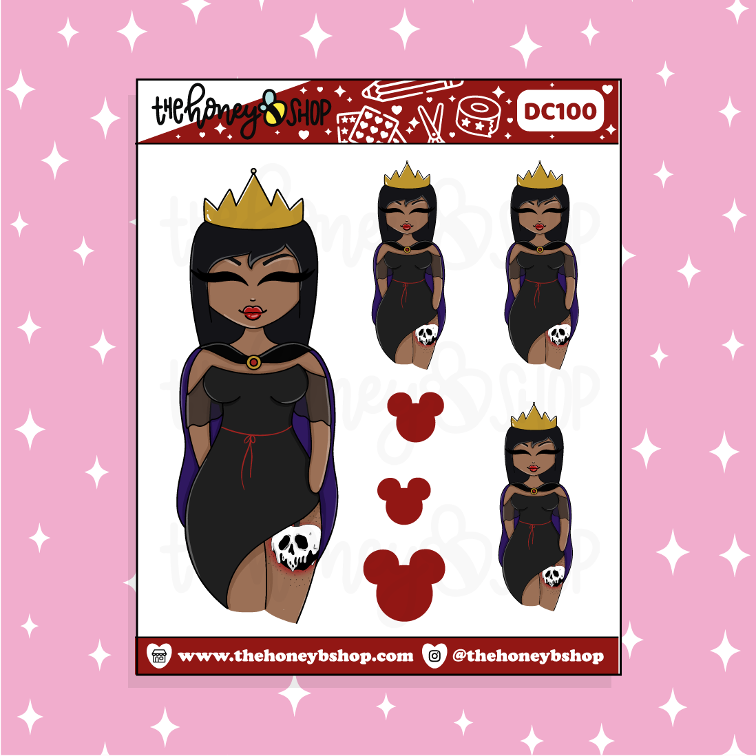 Tattooed Queen Babe Doodle Sticker | Choose your Skin Tone!