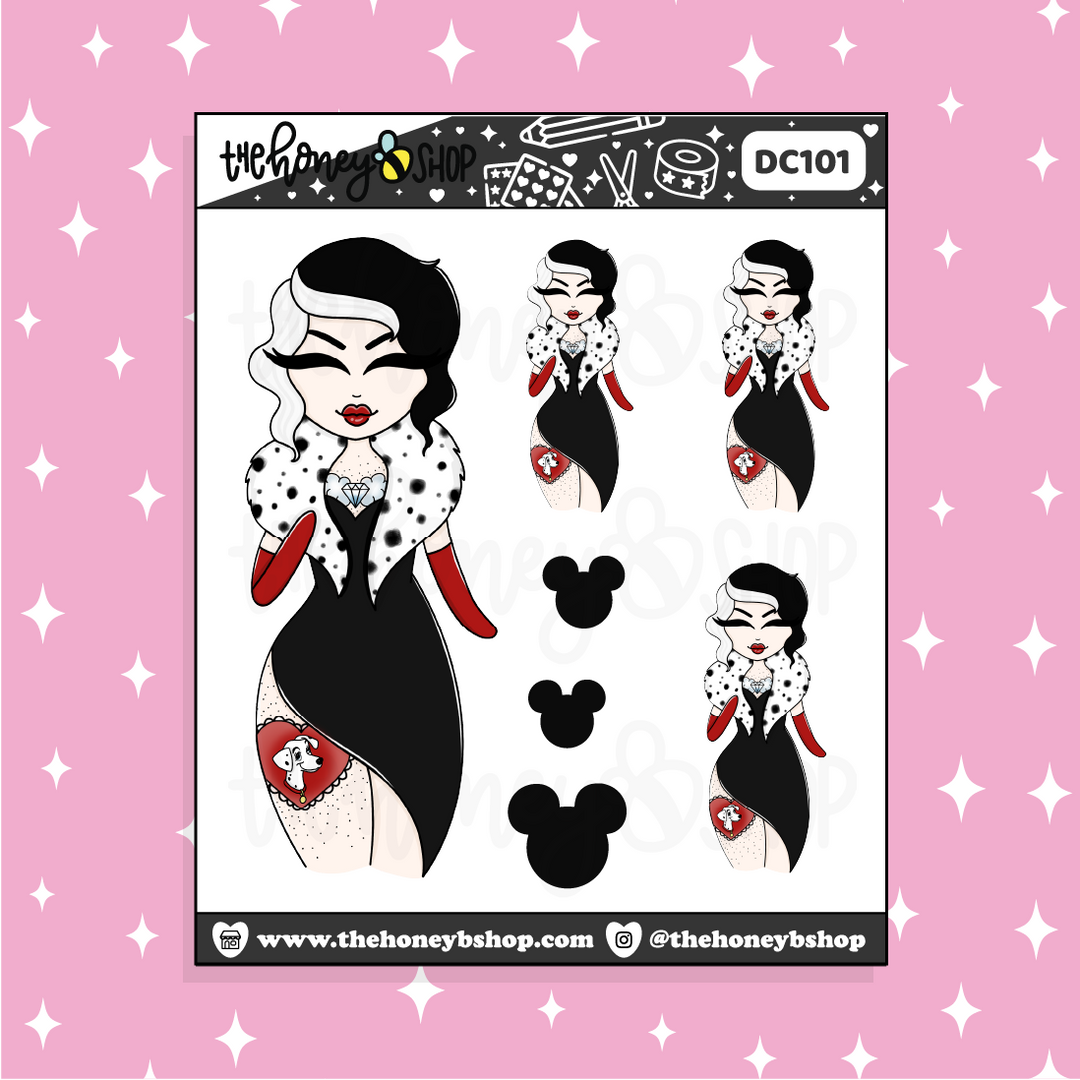 Tattooed Cruella Babe Doodle Sticker | Choose your Skin Tone!