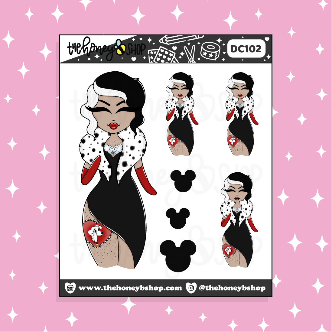 Tattooed Cruella Babe Doodle Sticker | Choose your Skin Tone!