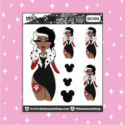 Tattooed Cruella Babe Doodle Sticker | Choose your Skin Tone!