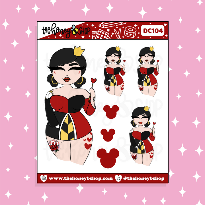 Tattooed Queen of Hearts Babe Doodle Sticker | Choose your Skin Tone!