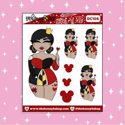 Tattooed Queen of Hearts Babe Doodle Sticker | Choose your Skin Tone!