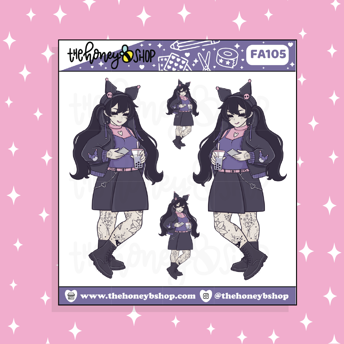 Etiqueta engomada del garabato del bebé de Kuromi ? ¡Elige tu tono de piel!