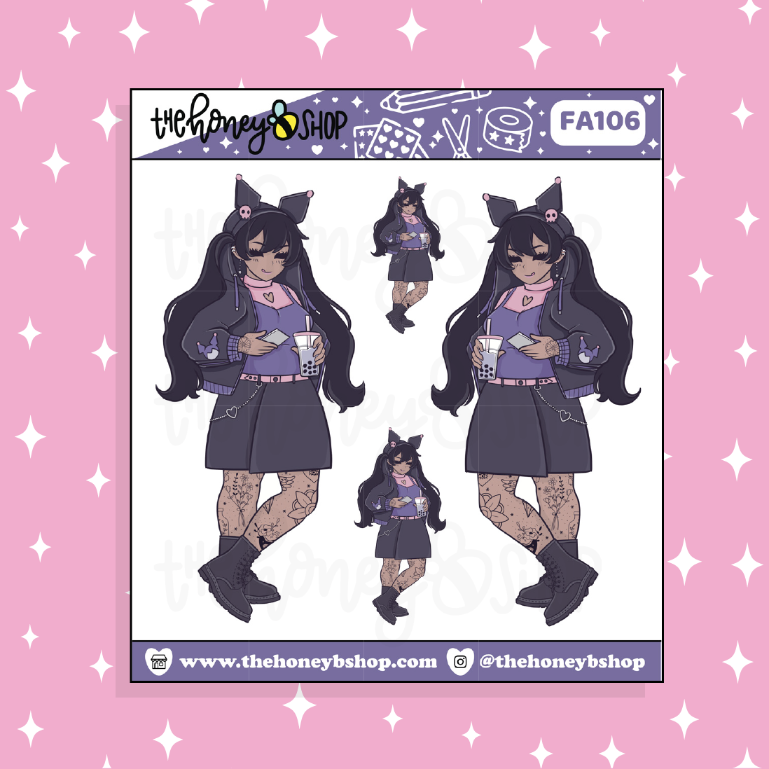 Etiqueta engomada del garabato del bebé de Kuromi ? ¡Elige tu tono de piel!
