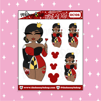 Tattooed Queen of Hearts Babe Doodle Sticker | Choose your Skin Tone!